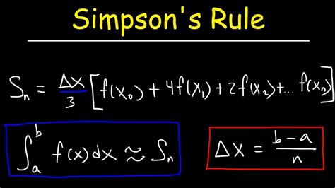 辛普森法則 （英語： Simpson's rule ）是一種 數值積分 方法，是 牛顿-柯特斯公式 的特殊形式，以五次曲線逼近的方式取代矩形或梯形積分公式，以求得 定積分 的數值近似解。. 其近似值如下：. 該方法由 英國 數學家 托馬斯·辛普森 （英语：Thomas Simpson） 所創立。. 